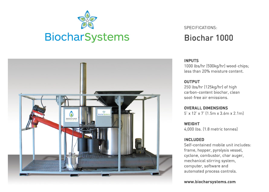 biochar, produrre biochar, biochar 1000, biochar systems