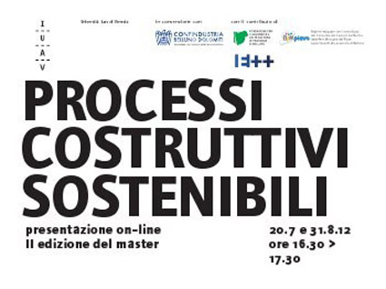 master progettazione integrata avanzata cantiere e produzione industriale di componenti innovativi, università iuav venezia, 