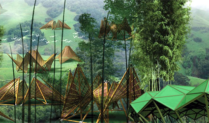 casa pieghevole, casa in bambù, casa sostenibile, casa sostenibile in bambù, bambù, casa pieghevole in bambù, architettura sostenibile bambù, architettura bambù